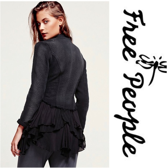 Free People Fitted Ruffles Military Jacket - Picture 4 of 8